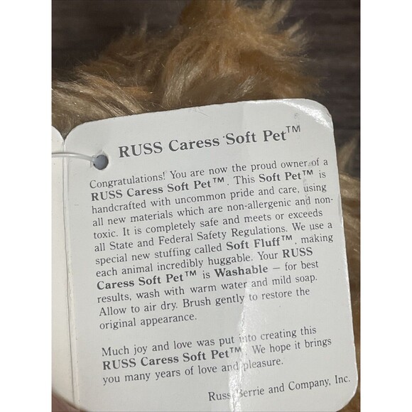 Vintage Russ Caress Soft Pet Bear Bentley Jr. New - Picture 6 of 8